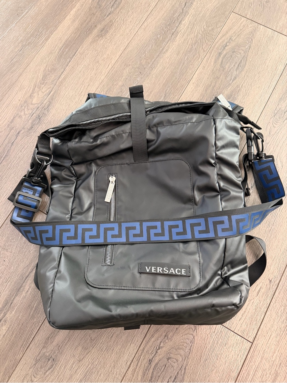 Versace Perfumes Black Nylon Backpack/Crossbody Bag *NEW*
